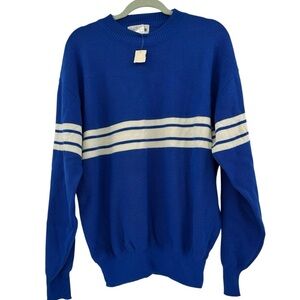 NEW Deadstock Vintager Obermeyer Men’s Blue and White Striped Men's Sweater XL